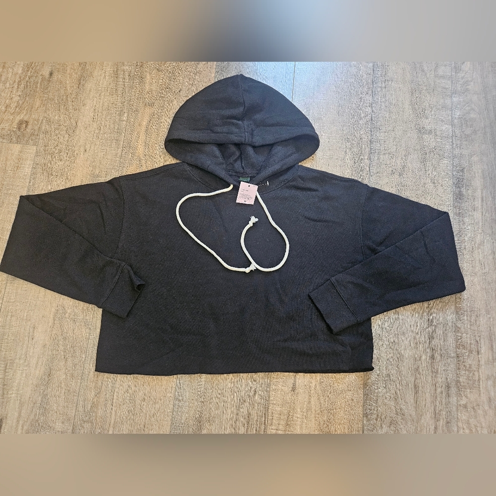 Crop Wild Fable Black Hoodie with Drawstring